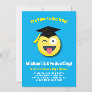 Emoticon Wild Face Cute Graduation Party Invitation