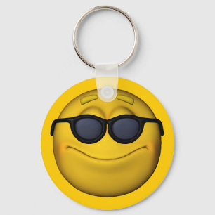Emoticon With Sunglasses Key Ring
