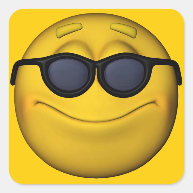 Emoticon With Sunglasses Square Sticker (Front)