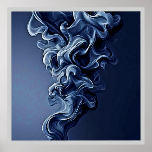 Emotional Blue Smoke Art Poster