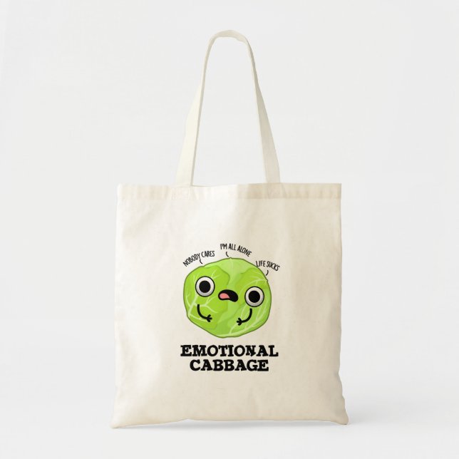 Emotional Cabbage Cute Veggie Pun Tote Bag (Front)
