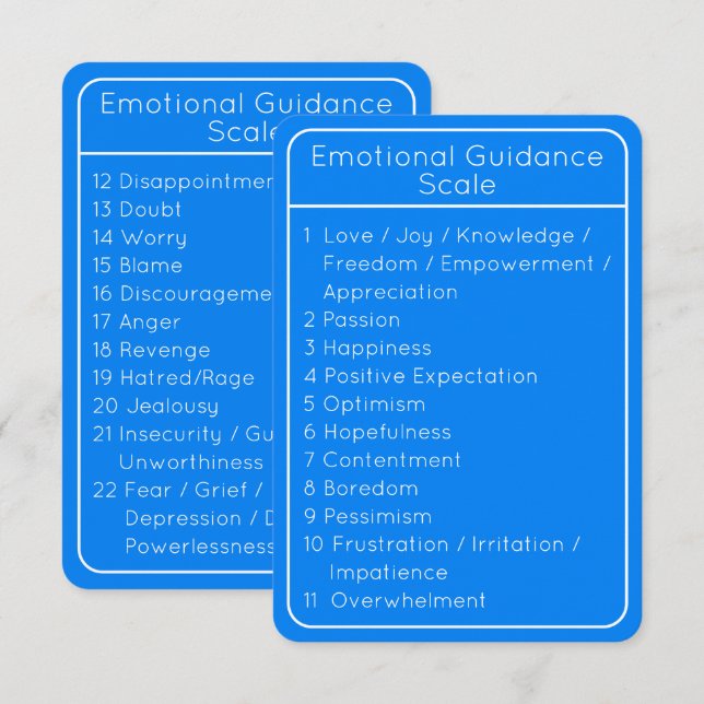 Emotional Guidance Scale Blue Double Sided Card (Front/Back)