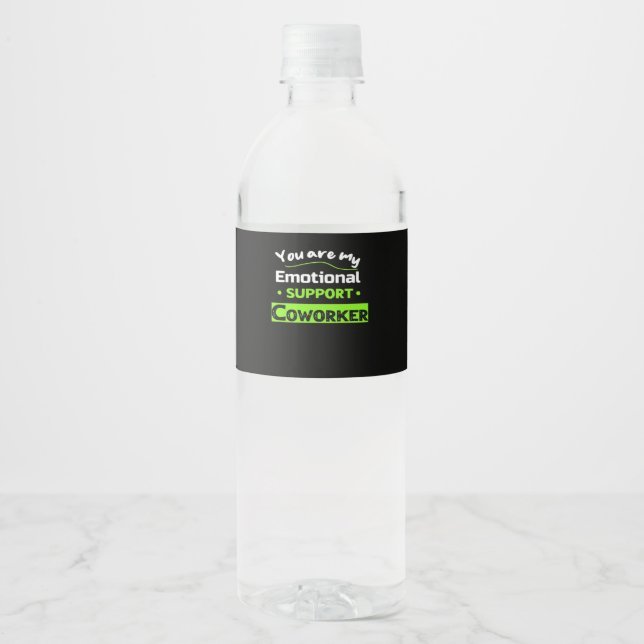 Emotional Help Coworker Basic Meme Water Bottle Label (Front)