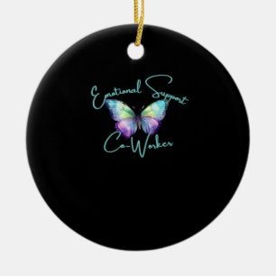 Emotional Help Coworker Butterfly Classic Ceramic Ornament