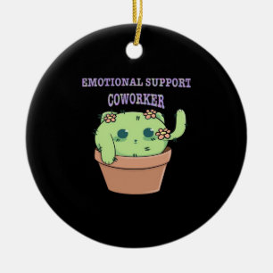 Emotional Help Coworker Cat Stickers Classic Ceramic Ornament