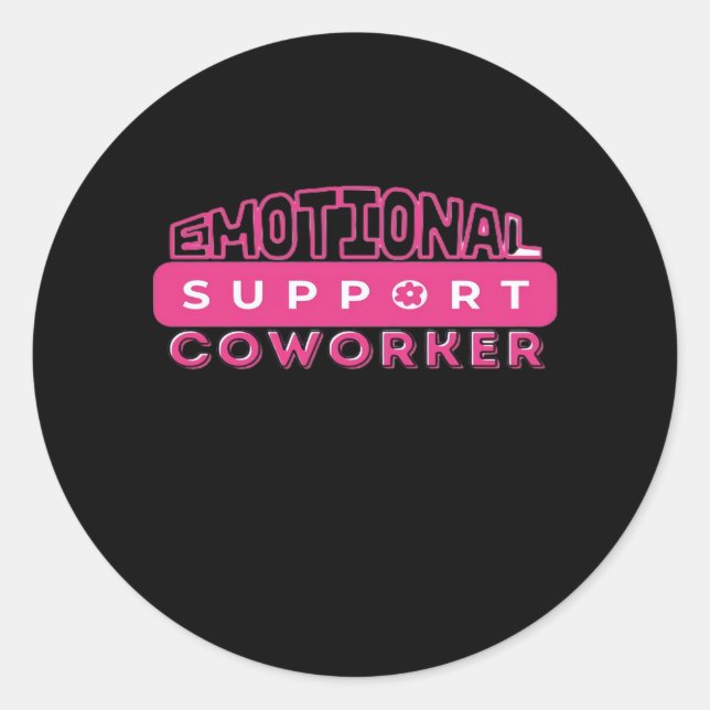 Emotional Help Coworker Pink Flower Essential Classic Round Sticker (Front)