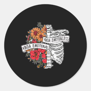 Emotional Kinda Emotionless Floral Skeleton Gothic Classic Round Sticker