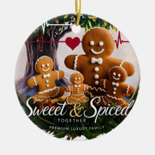Emotional Luxury Gingerbread Family Heartbeat  Ceramic Ornament