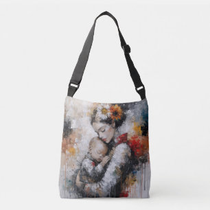 Emotional Motherhood Wall Art with Floral Crown Crossbody Bag