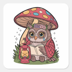 Emotional Reading Owl Sticker – Cosy Cottagecore
