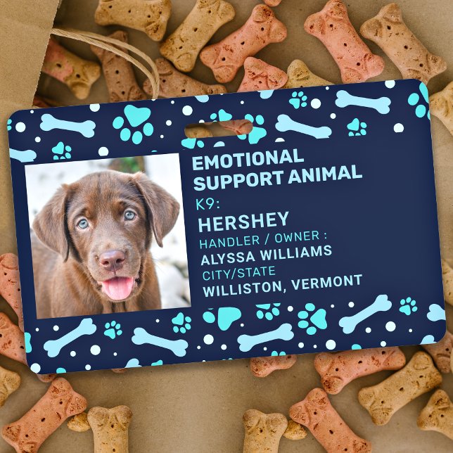 Emotional Support Animal Custom Pet Dog Photo ID ID Badge (Creator Uploaded)