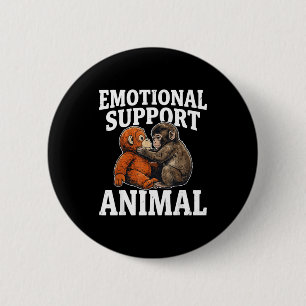 Emotional support animal cute punch monkey plush 6 cm round badge