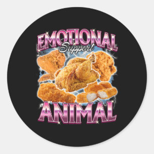 Emotional Support Animal Fried Chicken Funny Cring Classic Round Sticker