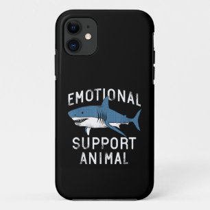 Emotional Support Animal Funny Scary Shark Pun Hum iPhone 11 Case