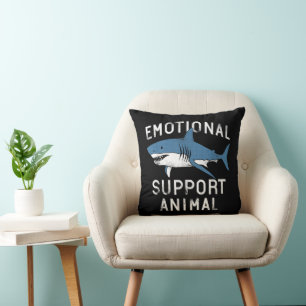 Emotional Support Animal Funny Scary Shark Pun Hum Cushion