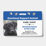 Emotional Support Animal ID One Photo Option Badge<br><div class="desc">Easy to adjust emotional support animal id name badge with red and white background. All text is adjustable. If the fast template adjustment does not work for your photo, click on the customize further option to be able to delete and add your photo to the card. One photo option. If...</div>