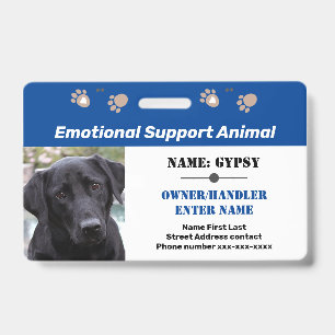 Emotional Support Animal ID One Photo Option Badge