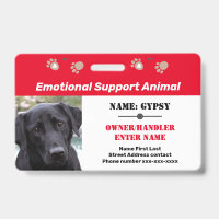 Emotional Support Animal ID One Photo Option