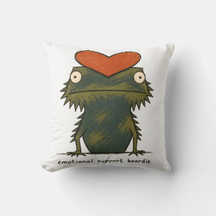 Emotional Support Beardie Bearded Dragon Art Cushion