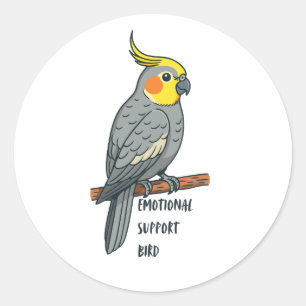 Emotional Support Bird Cockatiel Classic Round Sticker