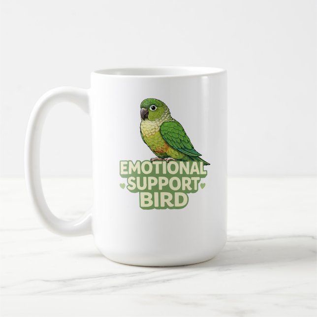 Emotional Support Bird Green Cheek Conure Coffee Mug (Left)