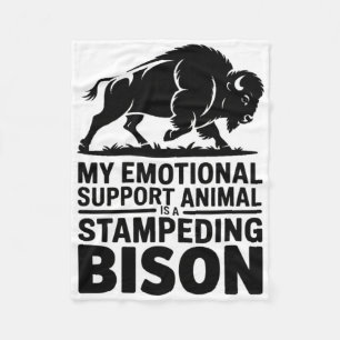 Emotional Support Bison Funny Adhd Anxiety Mental Fleece Blanket