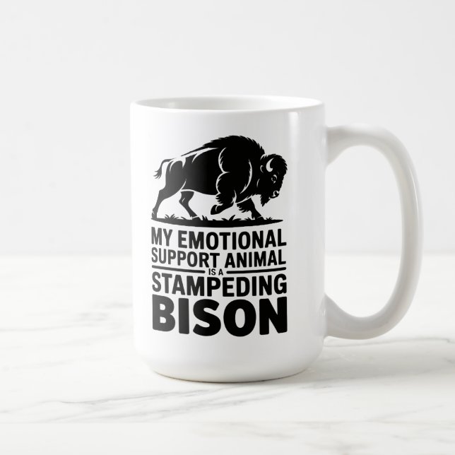 Emotional Support Bison Neurodivergent Humour Coffee Mug (Right)
