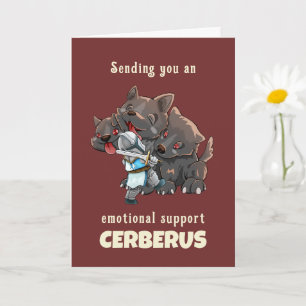 Emotional Support Cerberus greeting card