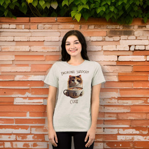 Emotional Support Coffee Cute Cat Mental Health Tri-Blend Shirt