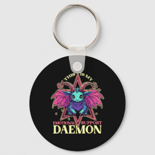 Emotional Support Demon With Cute Goat Daemon Hall Key Ring