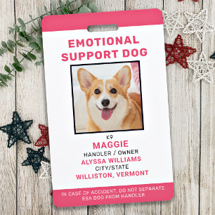 Emotional Support Dog ID Personalised Pet Photo ID Badge