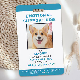 Emotional Support Dog ID Personalised Photo Badge
