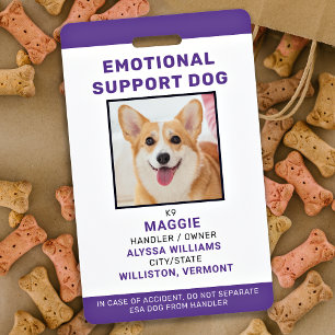 Emotional Support Dog Personalised Pet Photo ID Badge