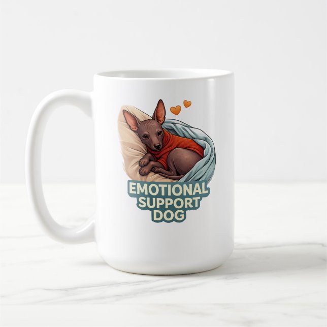 Emotional Support Dog Xoloitzcuintli Coffee Mug (Left)