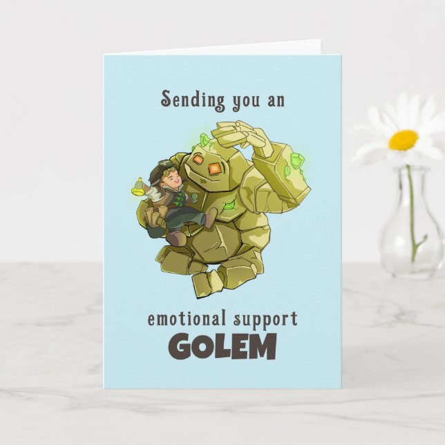 Emotional Support Golem greeting card (Small Plant)