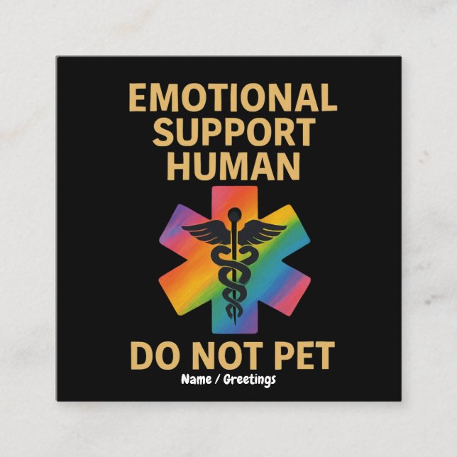 Emotional Support Human Do Not Pet Funny Halloween Square Business Card (Front)