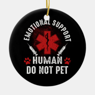 Emotional Support Human Do Not Pet Service Dog Lov Ceramic Ornament