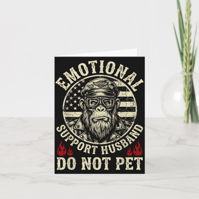 Emotional Support Husband Do Not Pet Funny Monkey Card (Front)