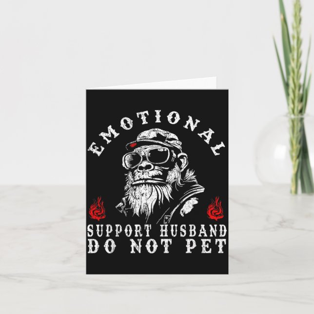 Emotional support husband do not pet funny monkey  card (Front)