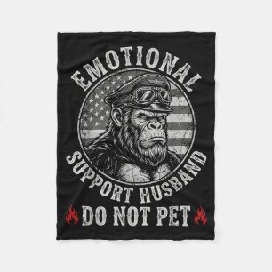 Emotional support husband do not pet funny monkey fleece blanket