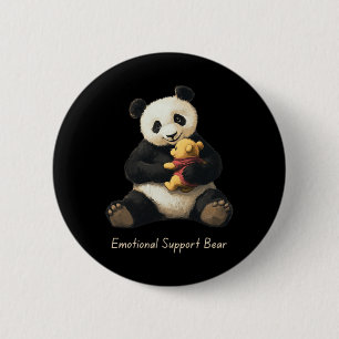 Emotional Support Panda Bear Holding A Cute Bear  6 Cm Round Badge