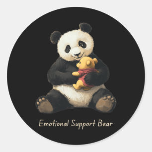 Emotional Support Panda Bear Holding A Cute Bear Classic Round Sticker