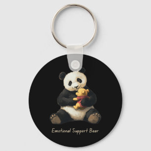 Emotional Support Panda Bear Holding A Cute Bear  Key Ring
