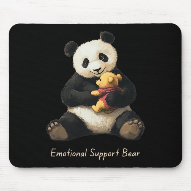 Emotional Support Panda Bear Holding A Cute Bear  Mouse Pad (Front)