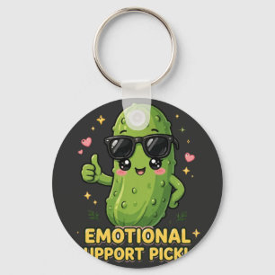 Emotional Support Pickle Funny T-Shirt Key Ring