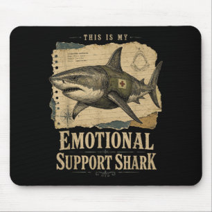 Emotional Support Shark Vintage Funny Sea Creature Mouse Pad