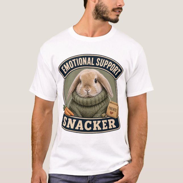 Emotional Support Snacker Funny Rabbit T-Shirt for (Front)