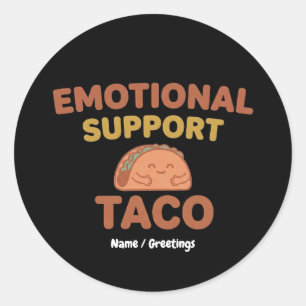 Emotional Support Taco Funny Retro Kawaii Comfort Classic Round Sticker