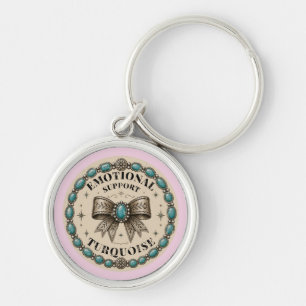 Emotional Support Turquoise Western Design Key Ring