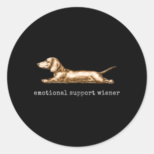 Emotional Support Wiener Funny Dachshund Dog Owner Classic Round Sticker